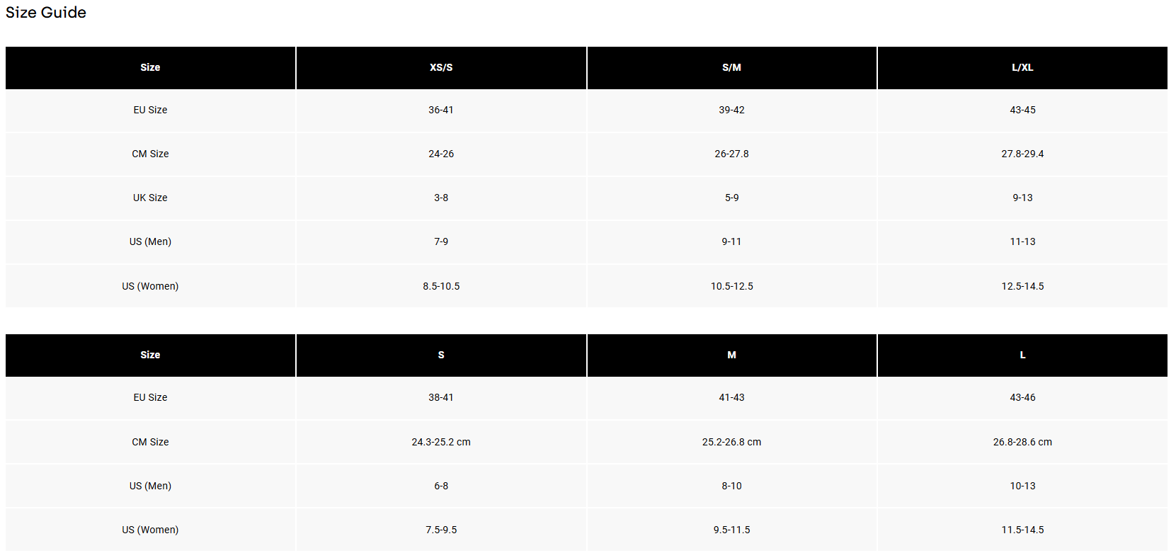 Size guide